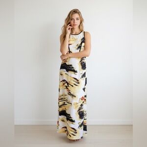 BarIII Yellow & Black beautiful Maxi Dress Size Large
